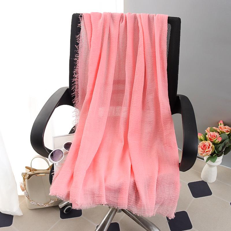 Sciarpa grande da donna in cotone e lino di colore puro: Foulard musulmano primaverile/estivo, telo mare, scialle con protezione solare