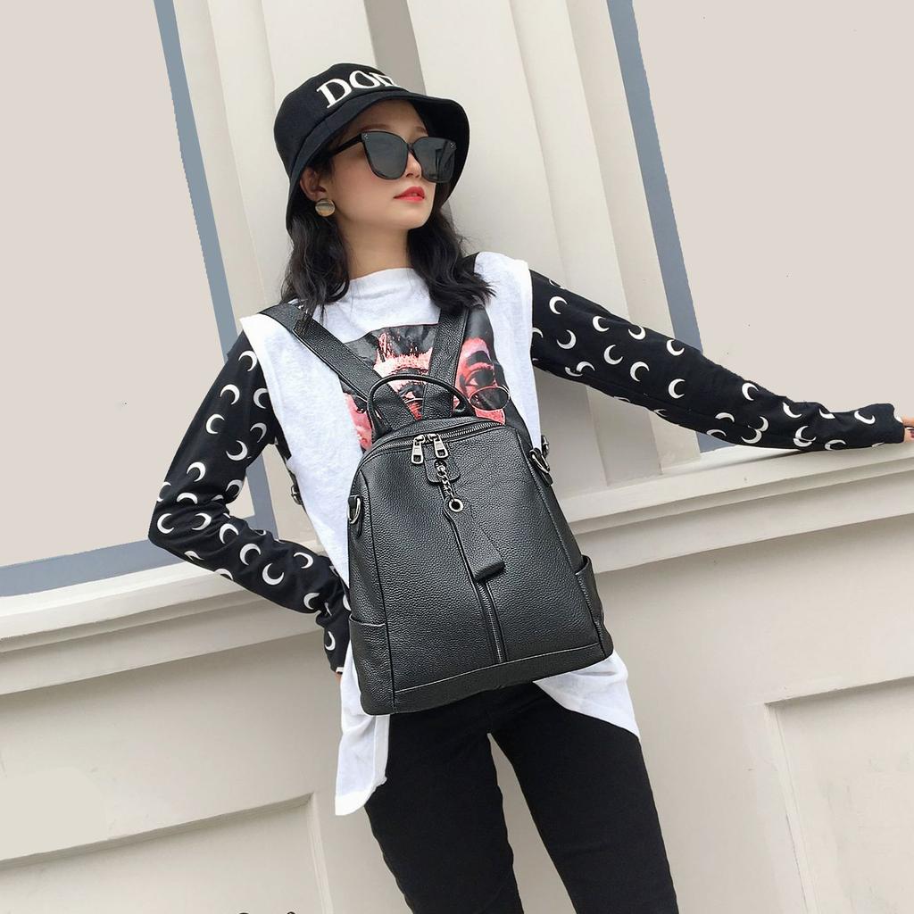 The First Layer of Cowhide Backpack Women's Large Capacity Bag Fashion Korean Version of Everything Mommy Backpack