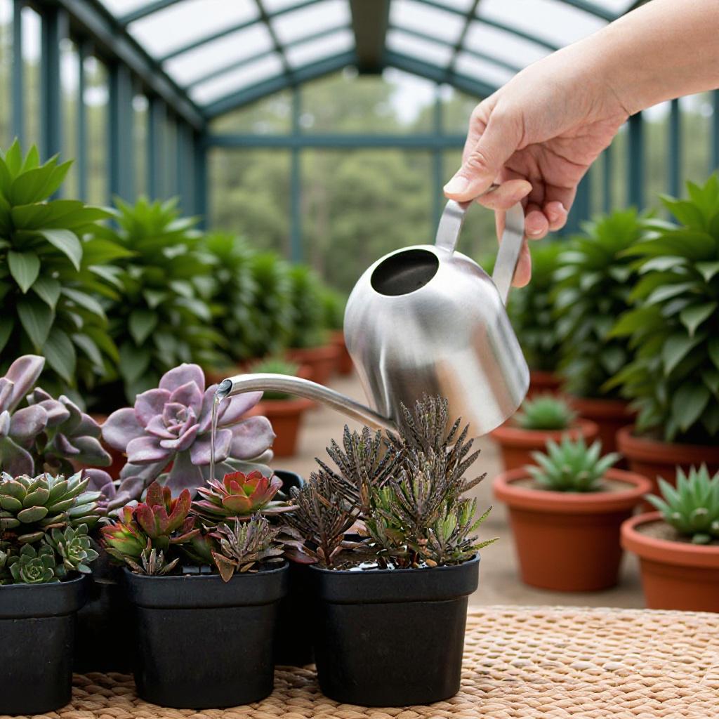 1-Liter Stainless Steel Watering Can with Long Spout for Indoor Plant and Flower Care