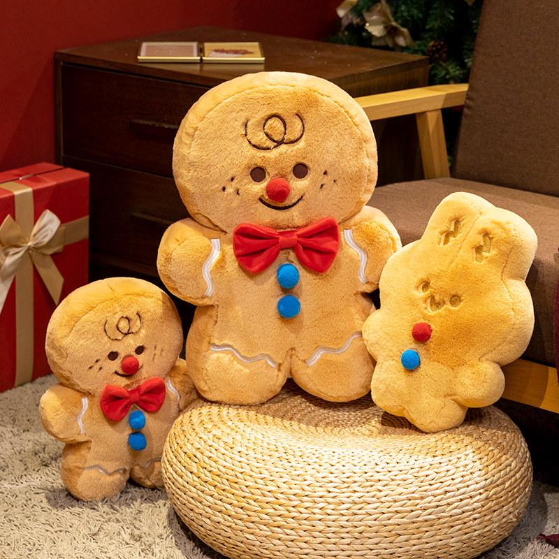 Adorable Gingerbread Man Plush Toy Stuffed Caramel Chocolate Gingerbread Rabbit Cushion Christmas Decoration Xmas Birthday Gift