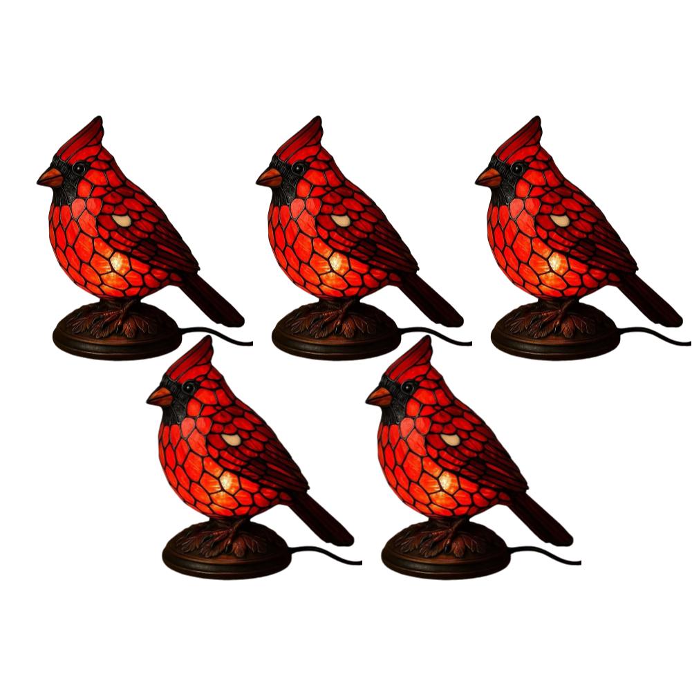 5-1PCS Resin Bird Lamp Christmas Art Decor Light Decorative Red Bird Table Lamp for Bedside Livingroom Bedroom Home Decoration