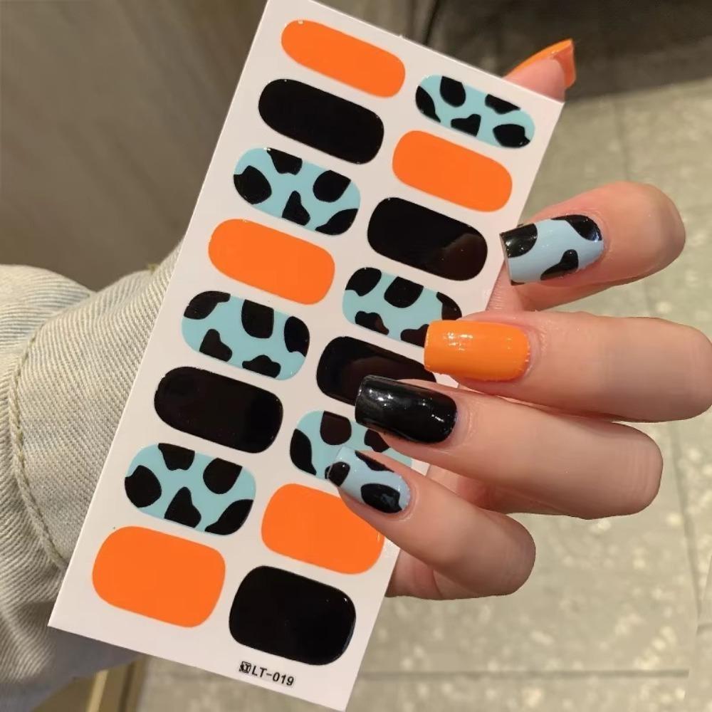 

32 полоски осенних наклеек для ногтей, полоски гель-лака с полным покрытием, наклейки для ногтей, DIY нейл-арт 19