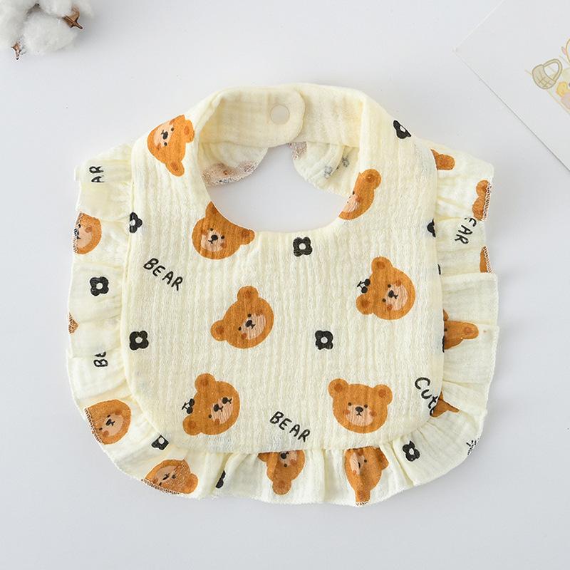 Ruffle Baby Drool Bibs: Pure Cotton Printed Lace Bibs