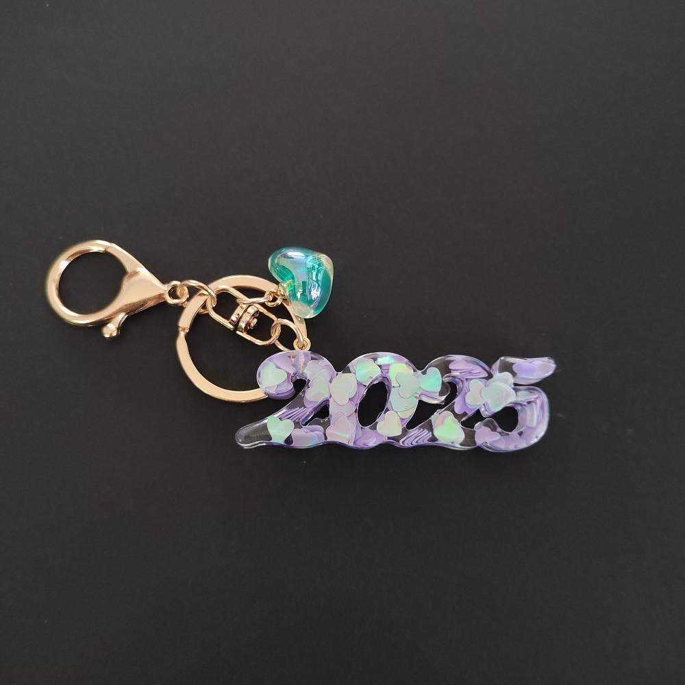 Colorful Sequins Good Luck Pendant 2025 New Year Keyring Bag Charms New Year Keychain  Kids