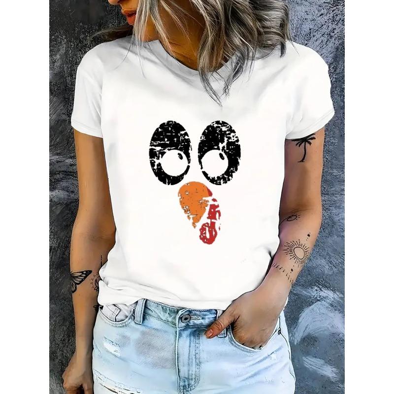Women Casual Short Sleeve Tee  Heavy Cotton - Comfortable Crew Neck, Soft Adorable Tees Tops
