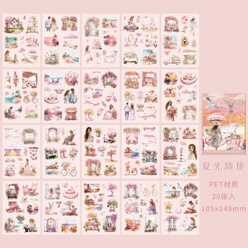 20Sheets/bag PET Sticker Book Season Series Decor Diary Girl Scrapbooking Sticker DIY Material Decor Album Stationery Decoration