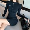 Spring and Autumn Women's Dress Autumn and Winter Women's Half-high Neck Zipper Slim Knitted Skirt Women's Sexy Bottom Wrap Hip Skirt