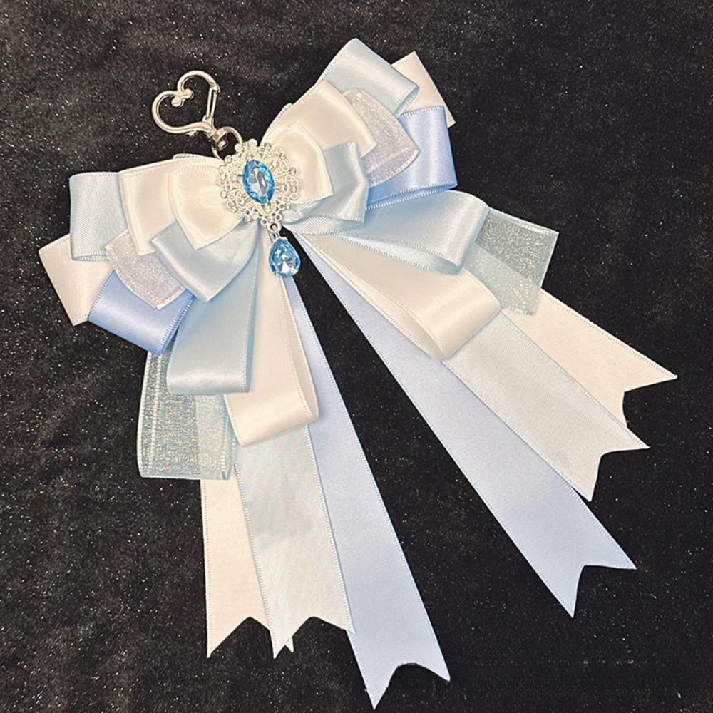 Ribbon Itabag DIY Pendant Double Layer Lolita Style Keychain Bow Pendant  Jewelry Gift синий