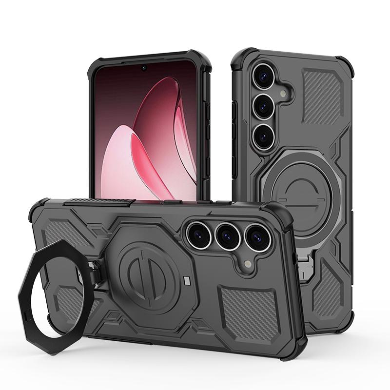 KEYSION Shockproof Magnetic Case for Samsung S25 Ultra 5G S25+Plus Upright Live Metal Ring Stand Phone Cover for Galaxy S25 Edge