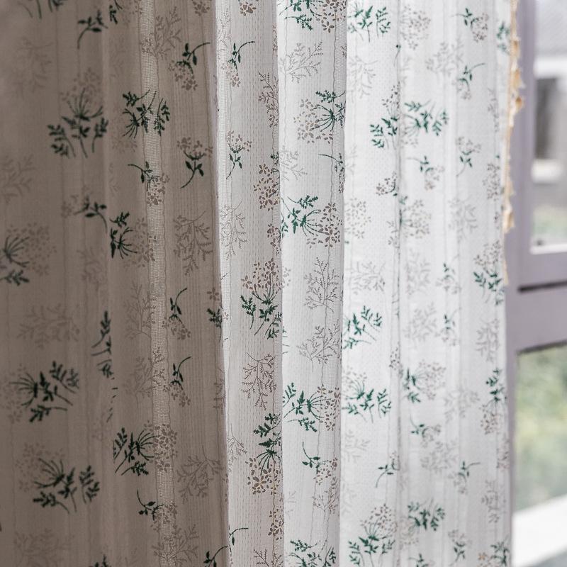 Curtains Finished Lilac Lace Hollow Cotton Printed Tassel Floating Curtains Small Windows Kitchen Balcony Blackout Curtains