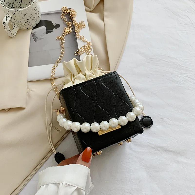 2025 New Fashionable and Versatile Shoulder Bag, Casual and Simple Square Crossbody Bags, Solid Color Pearl Handbag
