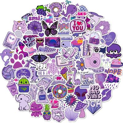 100 Small Size 4Cm Purple Stickers Small Fresh Girl Purple Ins Wind Dopamine Hand Account Diy Sticker