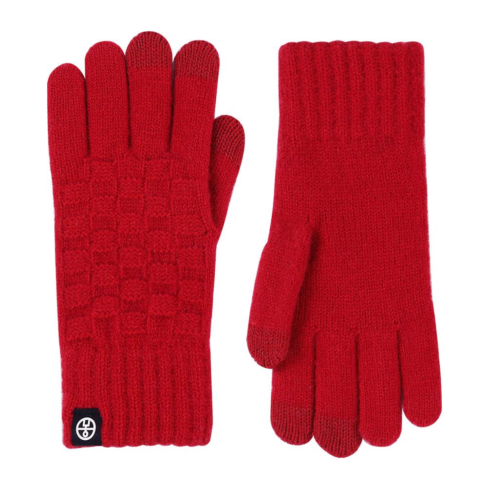 Knitted Gloves In Winter Checkered Wool Gloves Keep Warm and Cold Proof Refer To Students Writing Touch Screen Gloves Riding A Bicycle