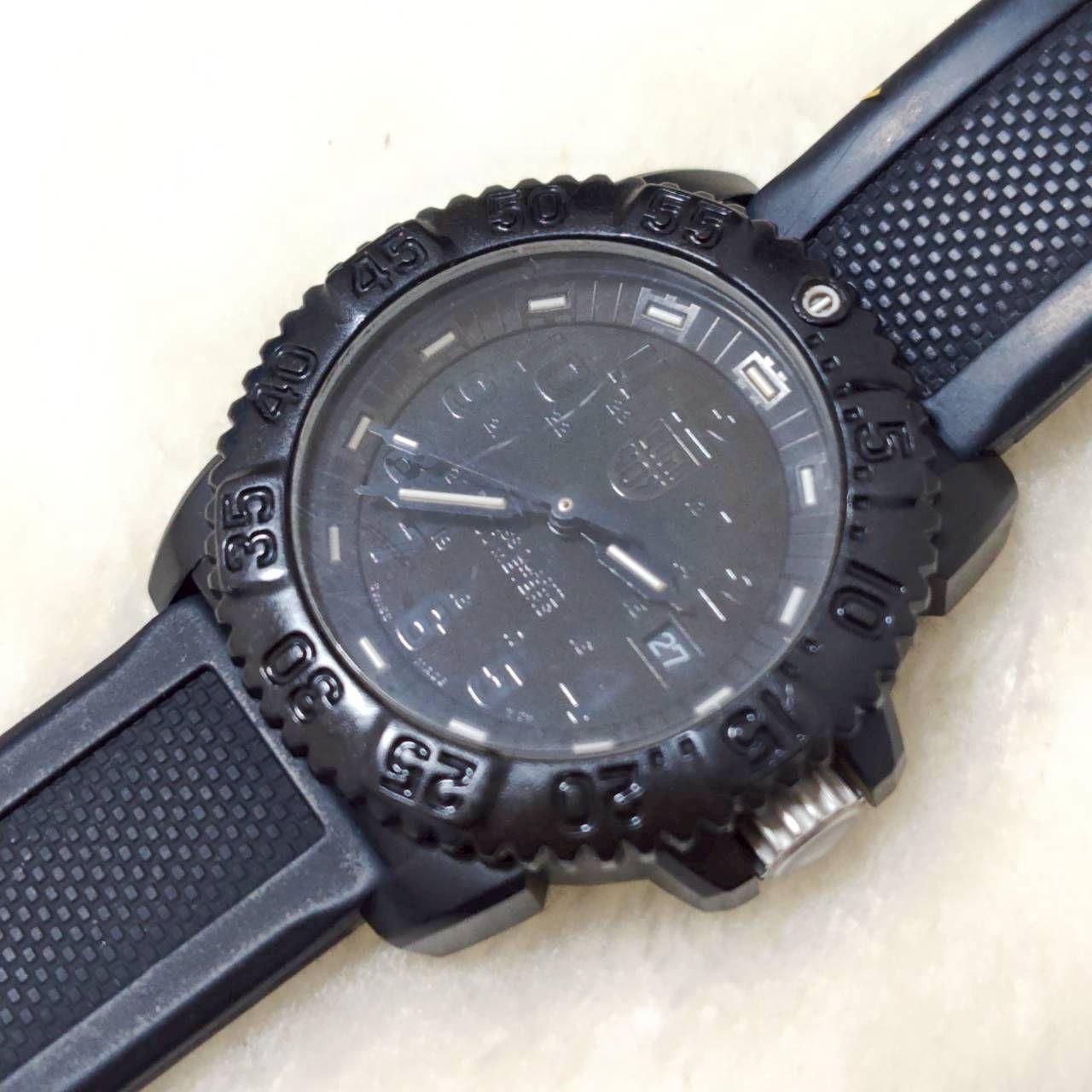 Used U.S. military special forces adopted model [LUMINOX] Luminox Navy Seals Color Mark 3050 3950 series 3051BO Watch Blackout Diver s Watch Quartz