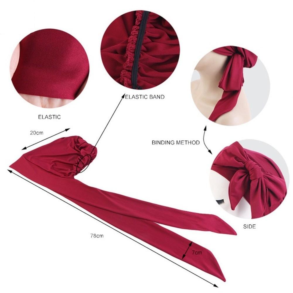 Nouveau Bonnet de Base Respirant Uni avec Longue Queue Hijab Chapeau Foulard Élastique Confortable pour Femmes Musulmanes