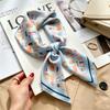 Commuter elegant flower silk scarf women's contrasting color retro printing satin scarf shirt with multi-purpose decorative small scarf