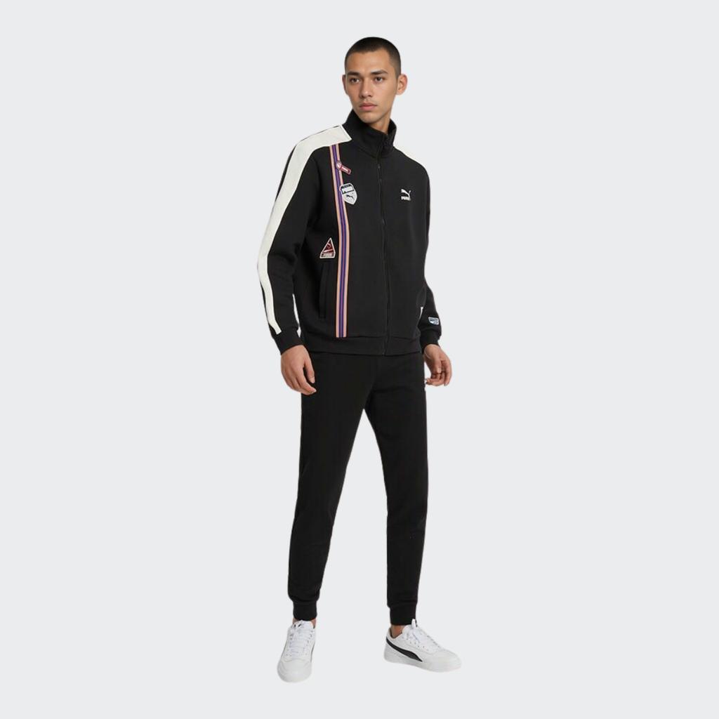 Puma Team Badge Zipper Jacket With Stand Collar Men Jackets Black 677375-01