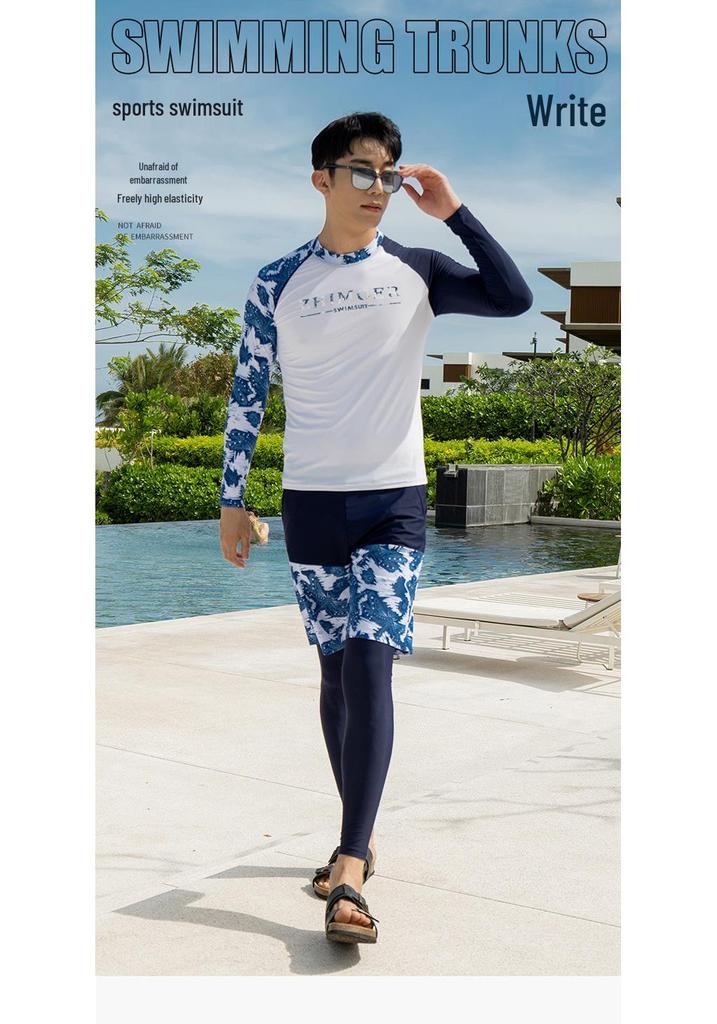 Men's Two-Piece Long Sleeve Wetsuit: Sun Protection, Quick Dry, Slim Fit for Snorkeling, Surfing & Hot Springs