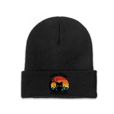 Pew Pew Madafakas Pletená čepice Čepice Podzimní Zimní Čepice Teplá hip-hop Kočka se zbraněmi Čepice Unisex Dámské Dárek