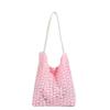Solid Color Flower Tote Bag Large Capacity Cloth Shoulder Bag Portable Underarm Bag  Daily
