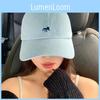 Womens Summer Fashion Blue Fox Embroidered Hat With Large Brimmed Duckbill