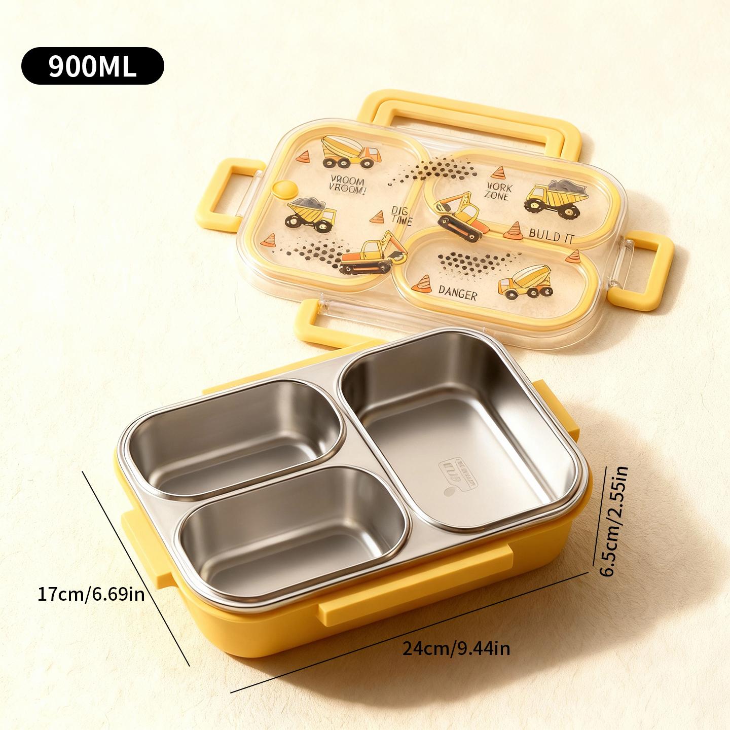 

Portable Lunch Container With Handle 3 Compartments Leak-proof 304 Stainless Steel Lunch Box for Kids Students Microwave Safe