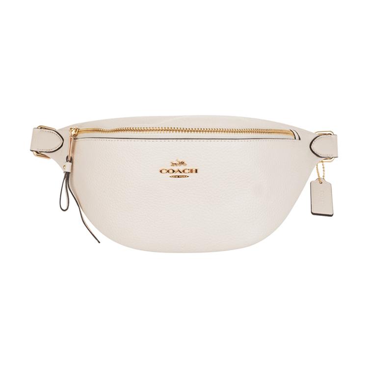 COACH Leather One Shoulder Crossbody Sling Bag, Fanny Pack Large Women's Pure White 48738-IMCHK