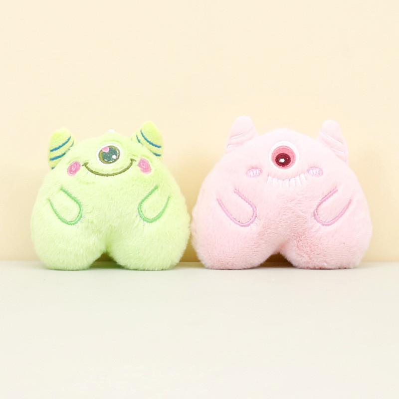 Adorable Monster Plush Keychain Soft Cotton Stuffed Animal Bag Charm In Pink