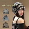 Korean Baggy Strip Hat Spring Autumn Beanie Hats Fashion Y2k Striped Cap  Women