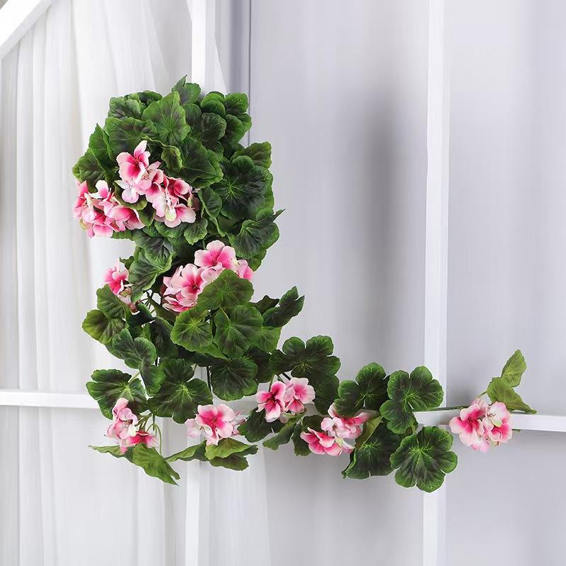 Artificial Geraniums Hanging Bundles Full Blooms Silk Flower Plants Geranium Vines for Home Garden Wedding Indoor Outdoor Decor