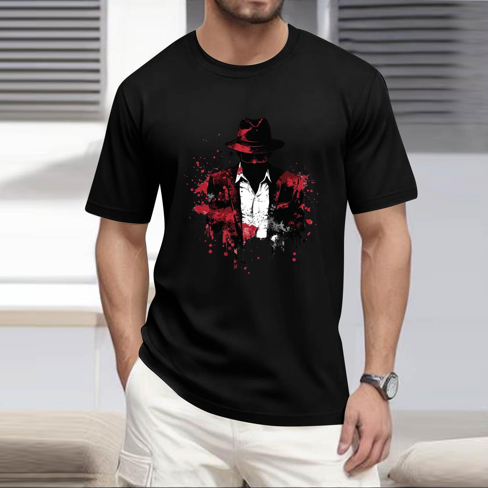 

Мужская рубашка с воротником-стойкой и коротким рукавом, свободная рубашка для отдыха и отдыха, мужская L чёрный