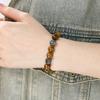 Natural Tiger Eye Stone Beaded Bracelet for Men Women Vintage Stainless Steel Jewelry Adjustable Chain Accessory Gift