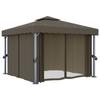 VidaXL Tonnelle avec rideau 3x3 m Taupe Aluminium
