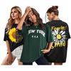 Pack Of 3 Beautiful Printed Oversized Top Women's Cotton Loose Fit T-Shirt Set