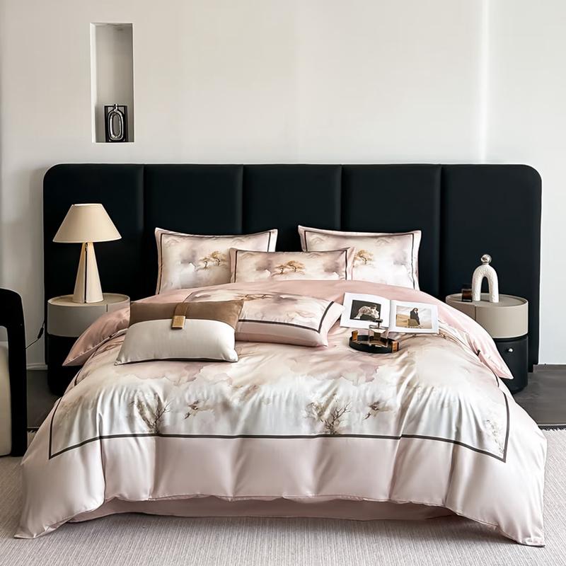 Shengfuni High-Luxury Italian Jade Brocade Digital Print Bedding Set
