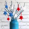 Glitter Star Picks Foam Sparkly Sticks Patriotic Star Picks White Red Blue Star Shaped Ornament Independence Day Party Favors