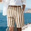 Pantaloncini Casual da Uomo a Righe Verticali Vestibilità Rilassata Leggeri Traspiranti Cotone Orlo Risvoltato Pantaloncini Estivi