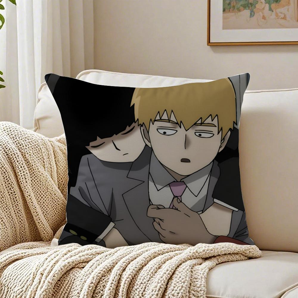 Action Japanese Anime MMob Psycho 100 Cushion Cover Pillowcase Antidustmite Living Room Sofa Decor Cushion Room