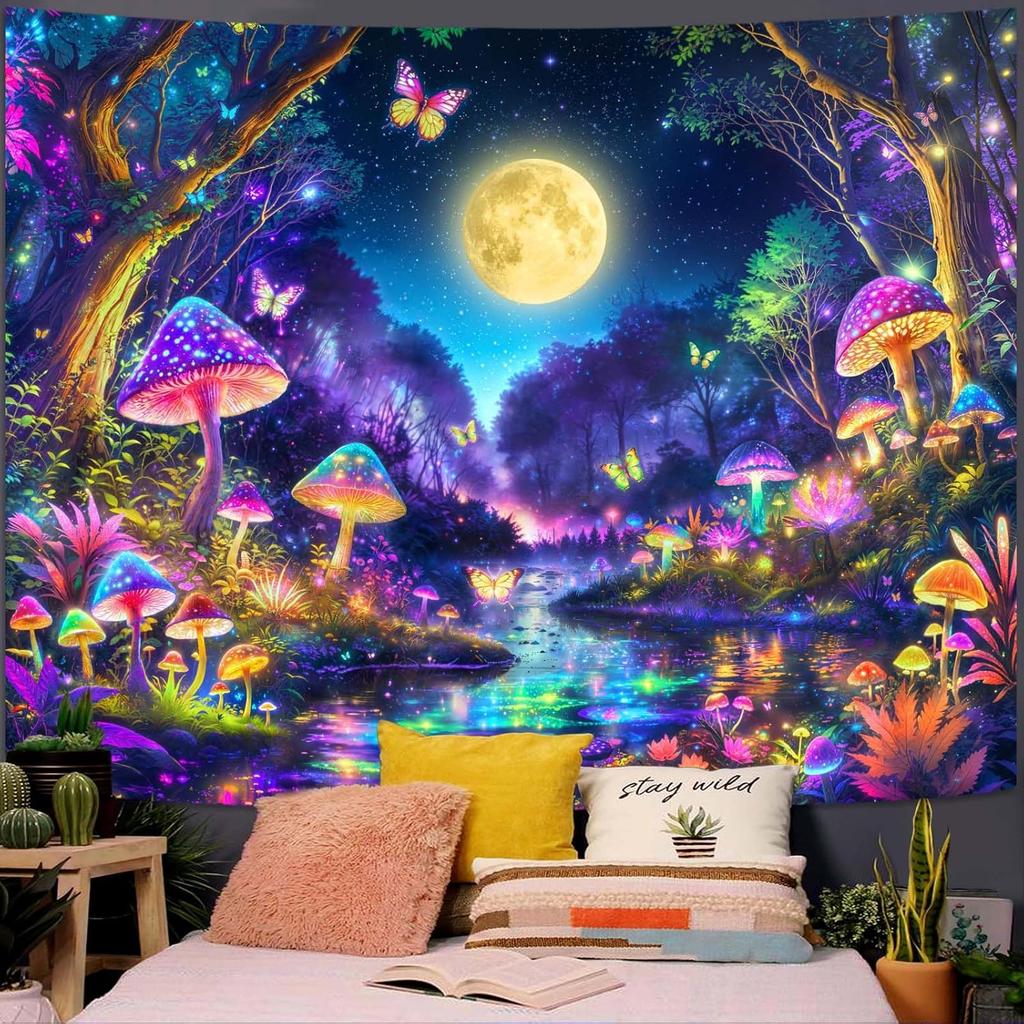Kanuyee Forest Tapestry Green Landscape Wall Tapestry, Nature Tapestries for Bedroom Ceiling Tapestries Wall Hanging for Bedroom