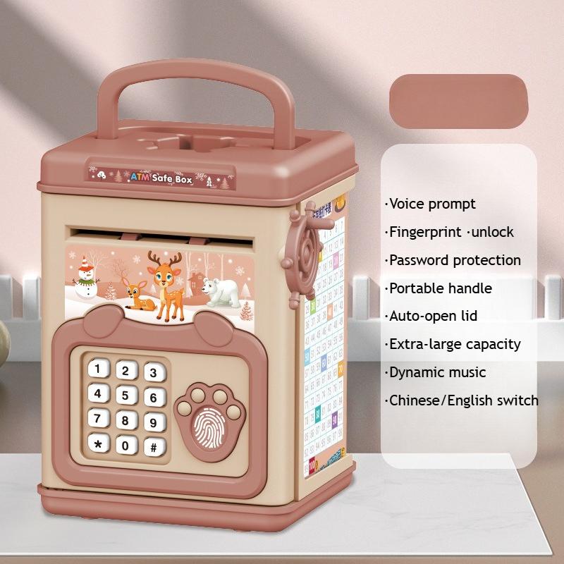 Pokladnička s odtlačkom prsta Prasiatko Elektronická sporiaca schránka na mince z bankomatu Trezor na peniaze Veľká banka s heslom pre deti