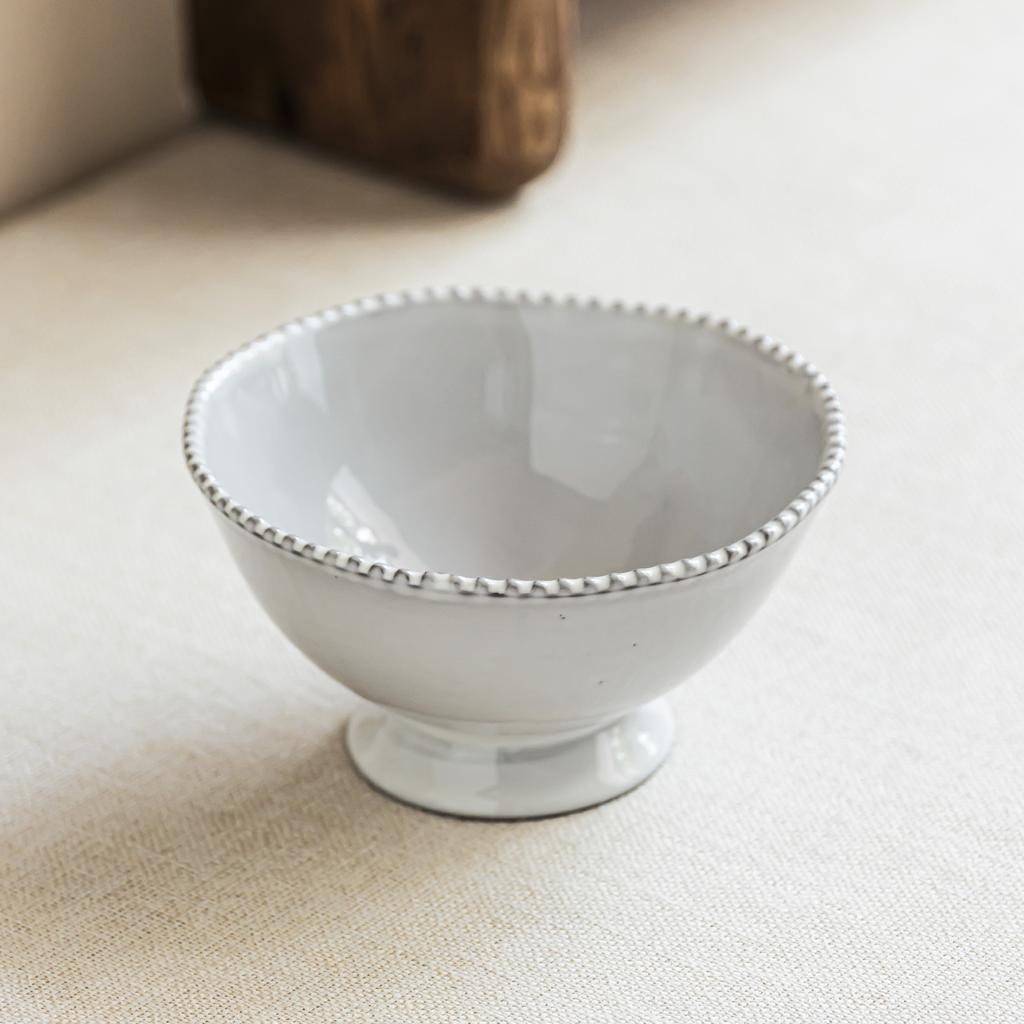 Pearl Edge Tall Bowl Light Luxury Ceramic Bowl Minimalist Tableware Salad Bowl Restaurant Dessert Bowl Creative Dish Bowl