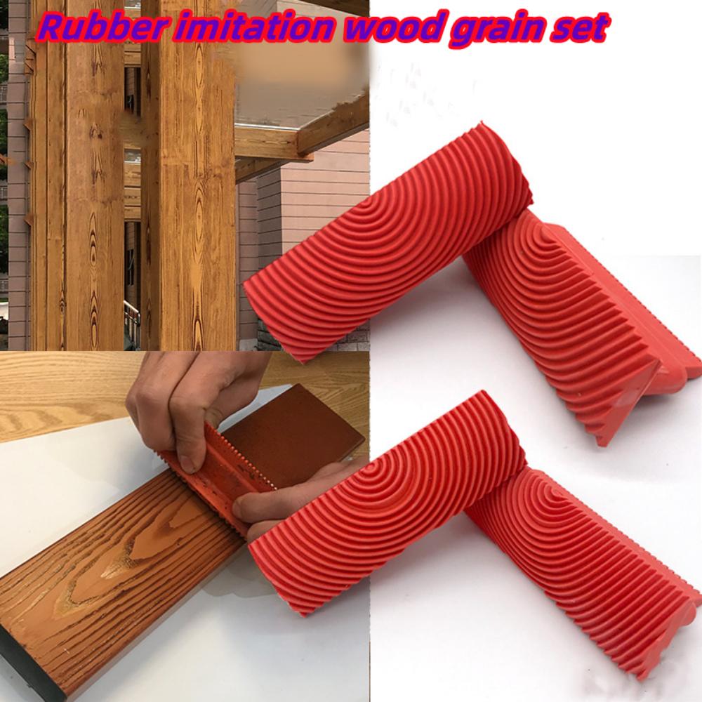 4Pcs/Set DIY Wood Grain Imitation Rubber Roller Brush - Embossing Painting Tool for Wall Decoration & Home Art