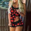 Women Print Pajamas Sleeveless Lace Cami Shorts Lingerie Sleepwear Set