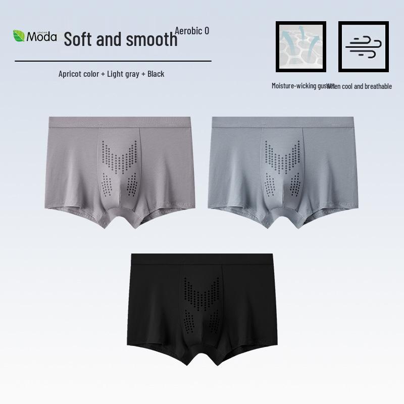 Men's Oyster Antibacterial Breathable Knitted Mid-Waist Massage Underwear.