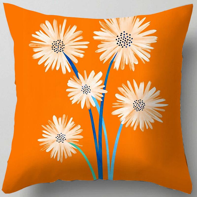 Blue Flower and Leaf Pattern Nordic Style Living Room Sofa Office Cushion Cover Home Decor Waist Pillow