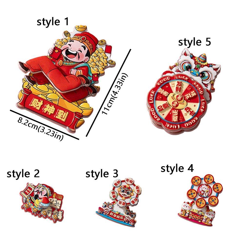 Cartoon God of Wealth Magnetic Sticker Chinese Style 3D Rotatable Magnet  Festive Decoration