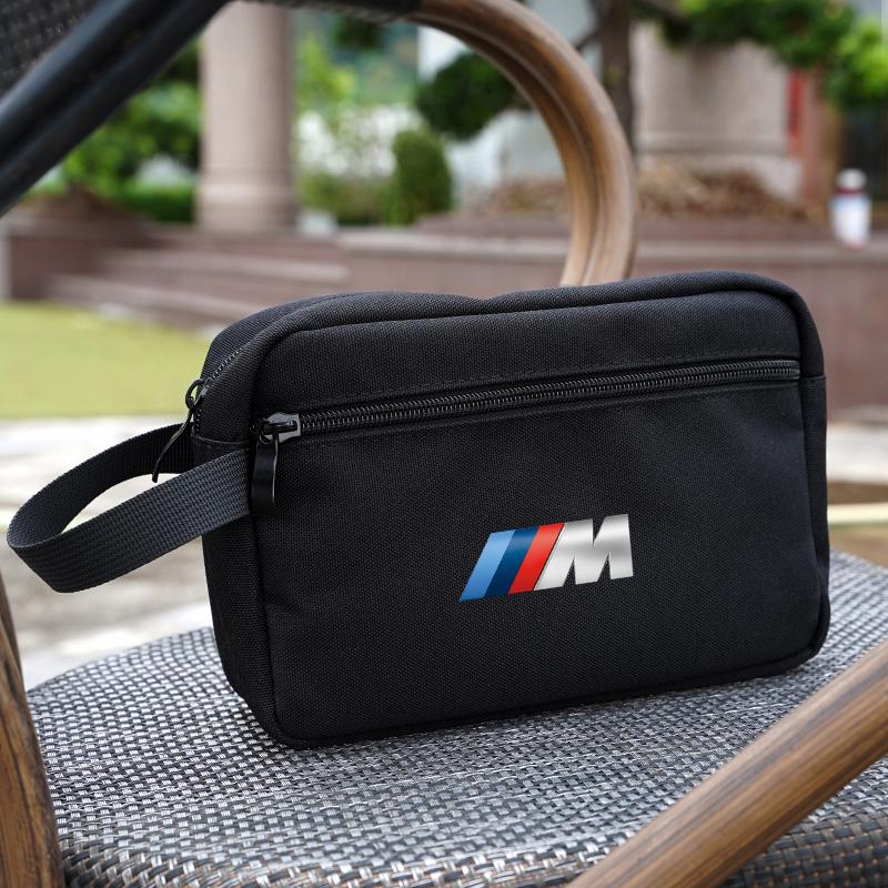 BBIP8 BMW Handbag Canvas Fabric Car Organizer Bag For BMW M i4 G26 F40 F11 E46 E60 E70 G30 X3 X5 Car Storage Bag Accessories keychain