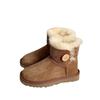 Girls' snow boots autumn and winter new sheepskin fur integrated short tube piled thickened warm cotton shoes + children's winter shoes