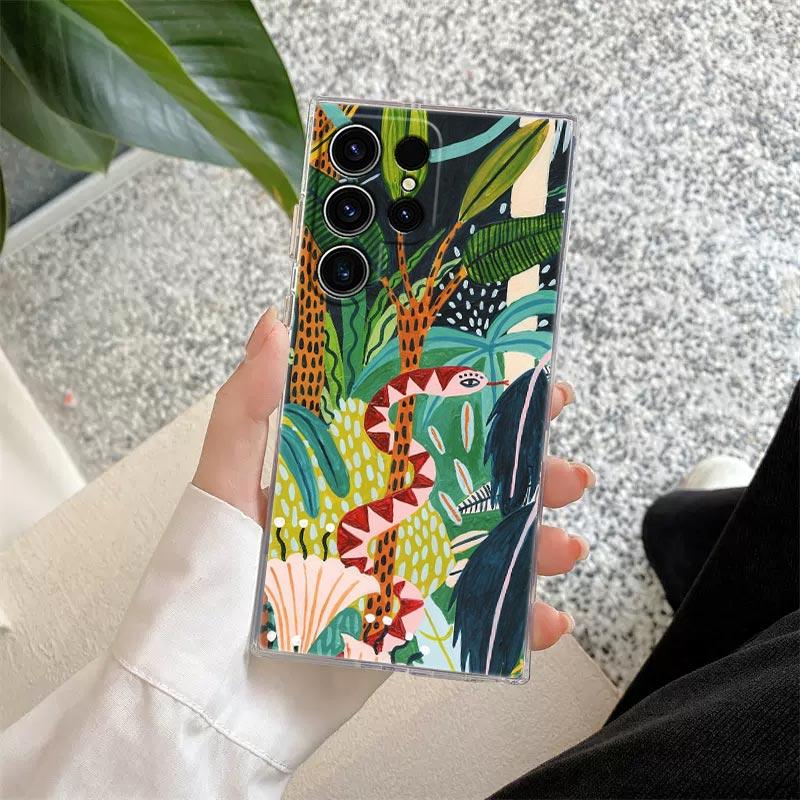 

Иллюстрация Jungle Art Змея Кошки Ленивец Прозрачный Чехол Для Samsung Galaxy S26 S25 S24 S23 Ultra S20 S21 FE S22 Plus S26 Чехол Для Телефона Galaxy S20