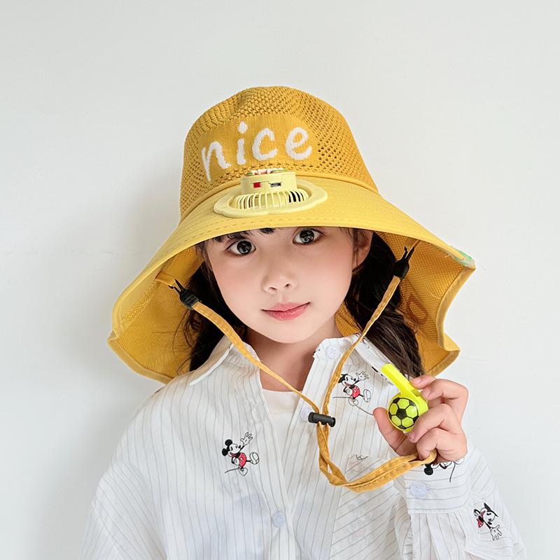 Children's Hat with Fan Shawl Hat Summer Boy Girl Baby Cartoon Sun Protection Hat Outdoor Sun Hat